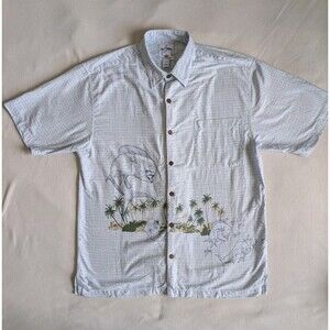 Guy Harvey AFTCO Bluewater Shirt Men's Size L Jumping Dorado Hawaiian Mahi Mahi